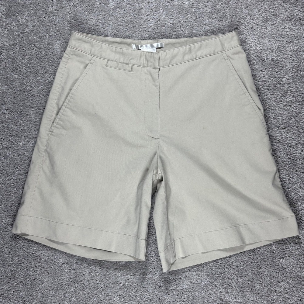 Nike Golf Dri-FIT Women Khaki Beige Bermuda Shorts‎ Size 8 Stretch Cotton Blend